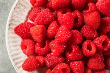 Raw Organic Red Raspberries Ready to Eat