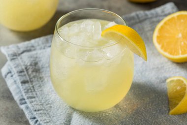 Cold Refreshing Lemon Sparkling Italian Soda with Ice