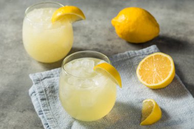 Cold Refreshing Lemon Sparkling Italian Soda with Ice