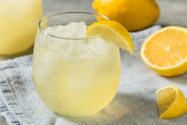 Cold Refreshing Lemon Sparkling Italian Soda with Ice