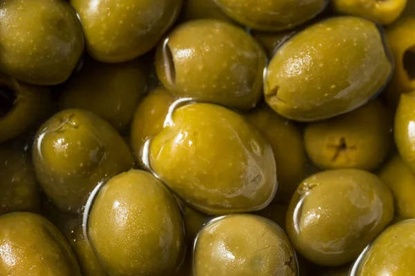 Raw Green Organic Marinated Olives in Oil