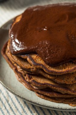 Gourmet Homemade Chocolate Pancakes With Ganache Sauce