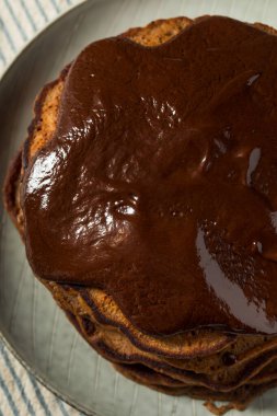 Gourmet Homemade Chocolate Pancakes With Ganache Sauce