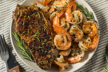 Hearty Homemade Surf and Turf  with Steak Shrimp