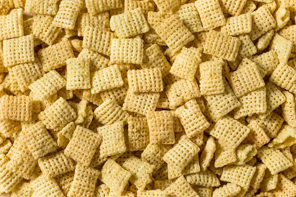 Cereales Arroz Cuadrados Inflados Caseros Para Desayuno Tazón — Foto de Stock