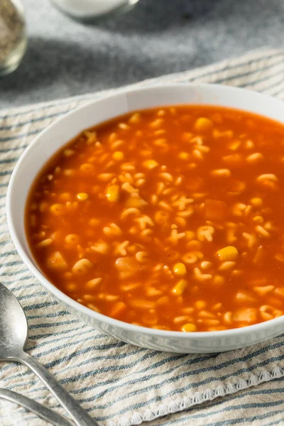 Healthy Organic Alphabet Tomato Soup Bowl — Fotografia de Stock