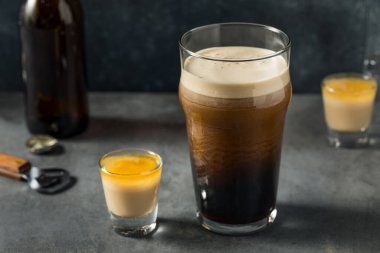 Boozy Irish Bomb Shot Cocktail with Stout Beer for St Patricks Day