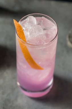 Boozy Refreshing Purple Empress Highball Cocktail with Grapefruit and Gin