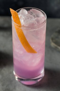 Boozy Refreshing Purple Empress Highball Cocktail with Grapefruit and Gin