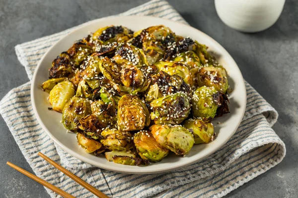 Asian Homemade Barbecue Brussel Sprouts Soy Sauce — Stok Foto