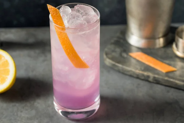Boozy Refreshing Purple Empress Highball Cocktail Grapefruit Gin — Stock fotografie