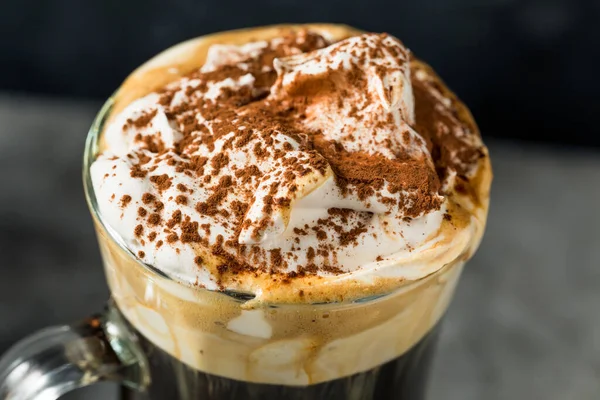 Homemade Sweet Einspanner Coffee Drink Whipped Cream Cocoa — Stock Fotó