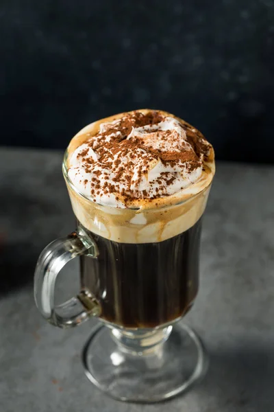 Homemade Sweet Einspanner Coffee Drink Whipped Cream Cocoa — стоковое фото