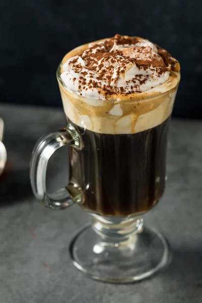 Homemade Sweet Einspanner Coffee Drink Whipped Cream Cocoa — Stock fotografie