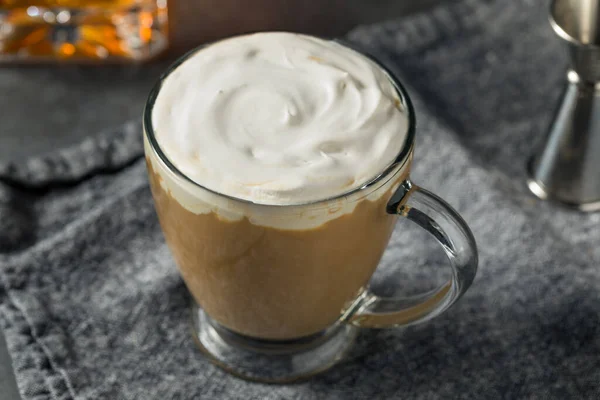 Boozy Refreshing Irish Coffee Cocktail Whipped Cream — Stock Photo, Image