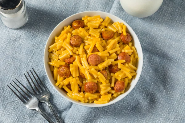 stock image Hot Dog Macaroni and Cheese Meal in a Bowl