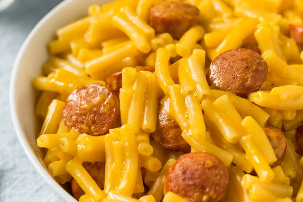 Hot Dog Macaroni Cheese Meal Bowl — Stock Photo, Image