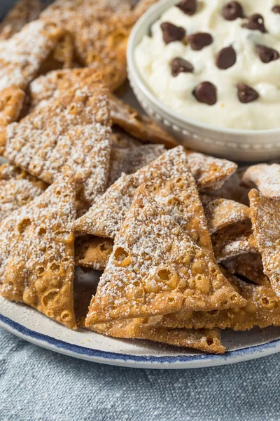 Homemade Cannoli Chips Ricotta Dip Chocolate Chips — 스톡 사진