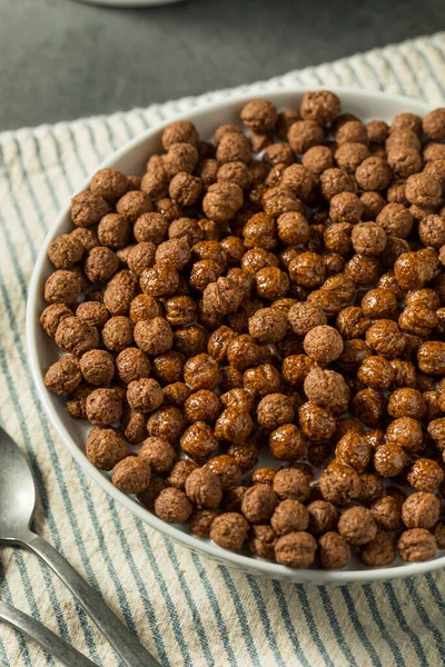 Healthy Sweet Chocolate Puff Cereal Milk — Stock Photo, Image