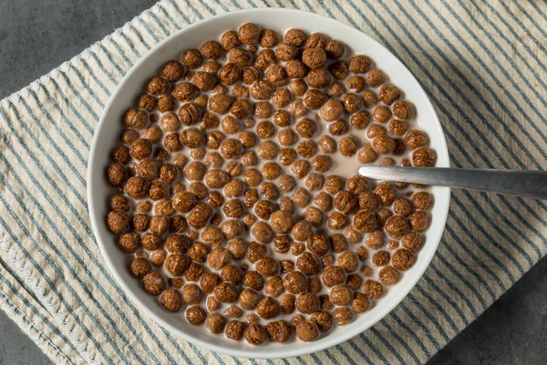 Healthy Sweet Chocolate Puff Cereal with Milk