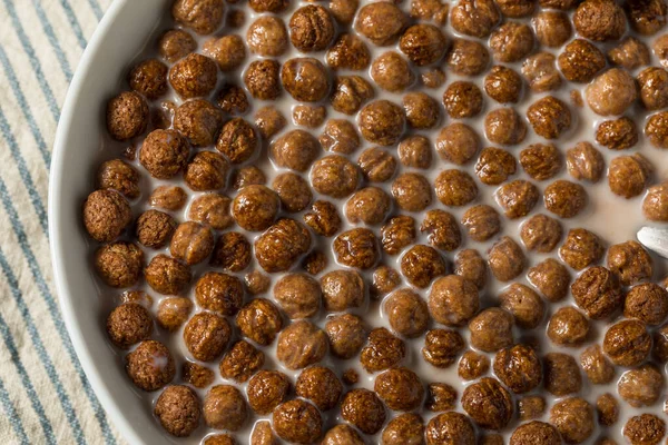 stock image Healthy Sweet Chocolate Puff Cereal with Milk