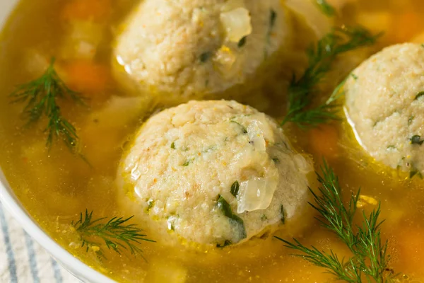 Healthy Jewish Matzo Ball Soup Dill Broth — Stock Photo, Image