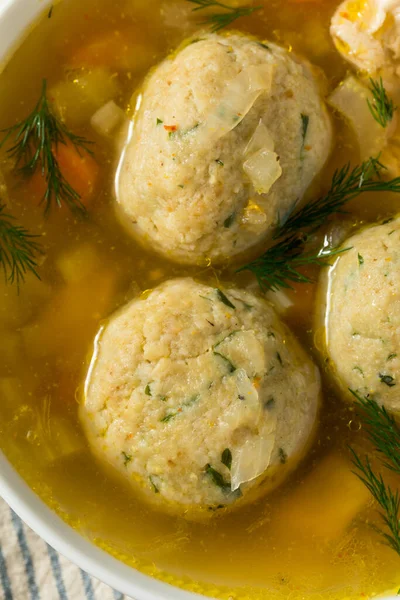 Healthy Jewish Matzo Ball Soup Dill Broth — Stock Photo, Image