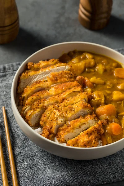 Japansk Kyckling Katsu Curry Stuvning Med Ris — Stockfoto