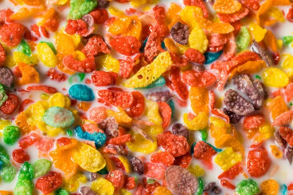 Dulce Afrutado Azucarado Desayuno Cereal Con Milk Jugo —  Fotos de Stock