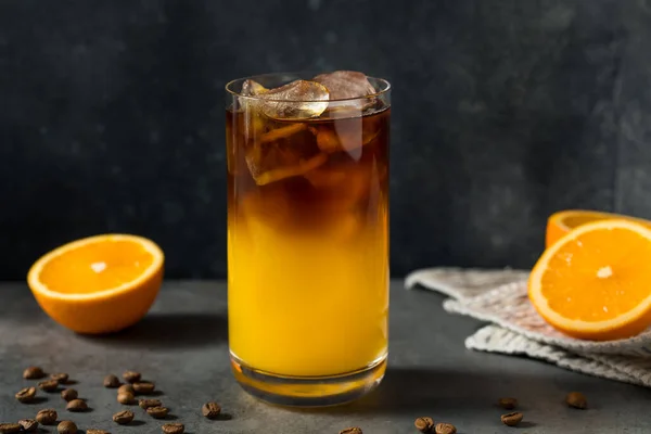 Hideg Frissítő Narancslé Jeges Kávéital — Stock Fotó