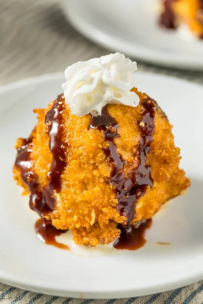 Stock image Homemade Fried IceCream Dessert with Chocolate and Whipped Cream