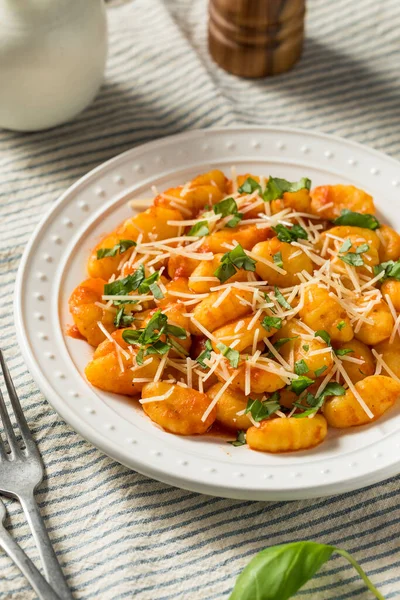 Homemade Italian Tomato Gnocchi Pasta Cheese Basil — Stock Photo, Image