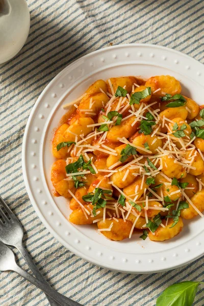 Homemade Italian Tomato Gnocchi Pasta Cheese Basil — стокове фото