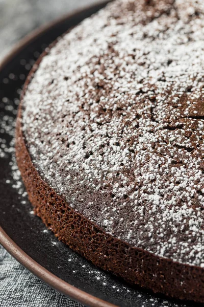 Baked Chocolate Olive Oil Cake Powdered Sugar — Stock Photo, Image