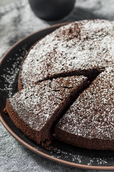 Baked Chocolate Olive Oil Cake Powdered Sugar — Stock Photo, Image
