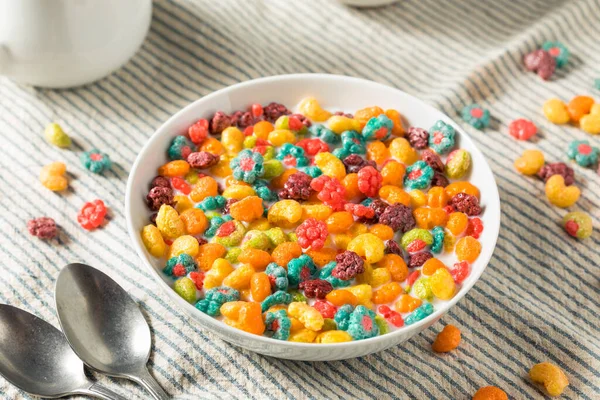 Sweet Fruity Breakfast Cereal Whole Milk — Stock Photo, Image