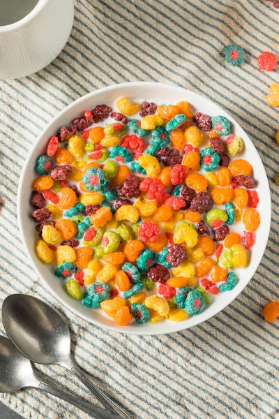 Sweet Fruity Breakfast Cereal Whole Milk — Stock Photo, Image