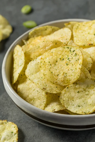 Crunch Sour Cream Onion Potato Chips Bowl — Stock Photo, Image