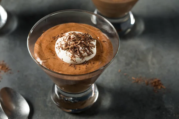 Süßes Reichhaltiges Schokoladenmousse Dessert Glas — Stockfoto