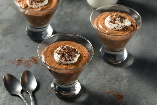 Söt Rik Choklad Mousse Dessert Ett Glas — Stockfoto