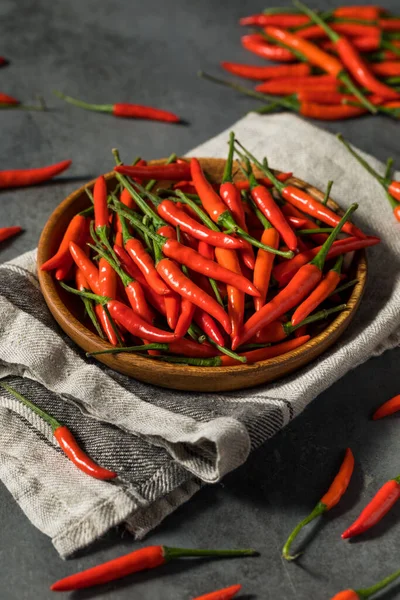 Spicy Organic Red Thai Birds Eye Chilli Peppers Bowl — Stock Photo, Image