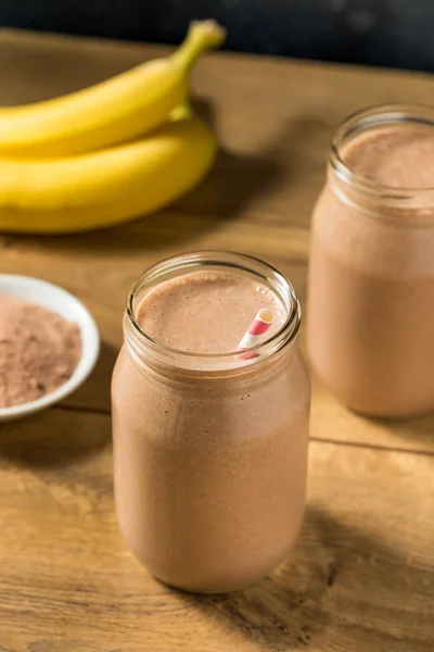 Dulce Congelado Chocolate Whey Protein Shake Con Banana Leche —  Fotos de Stock