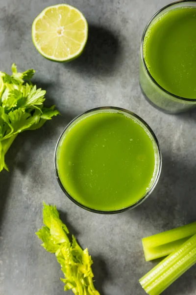 stock image Healthy Green Organic Celery Juice with LIme in a Glass