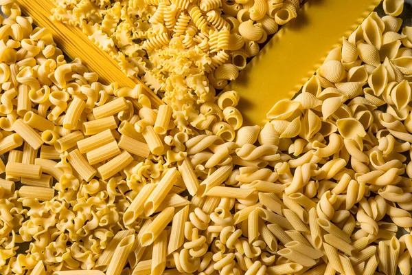 Dry Organic Assorted Italian Pasta Pile — Stock Photo, Image
