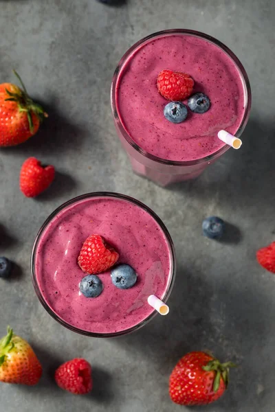 Healthy Berry Breakfast Smoothie Strawberry Milk Yogurt — Stock Photo, Image