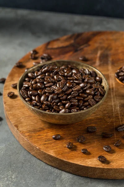 Ekologiska Rostade Espresso Kaffebönor Skål — Stockfoto
