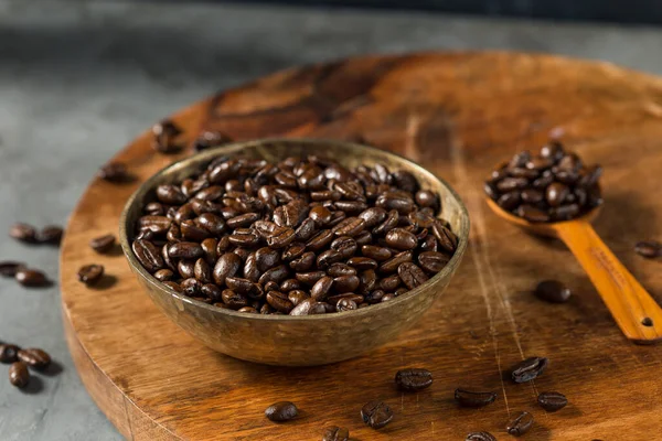 Organické Pražené Kávová Zrna Espresso Misce — Stock fotografie