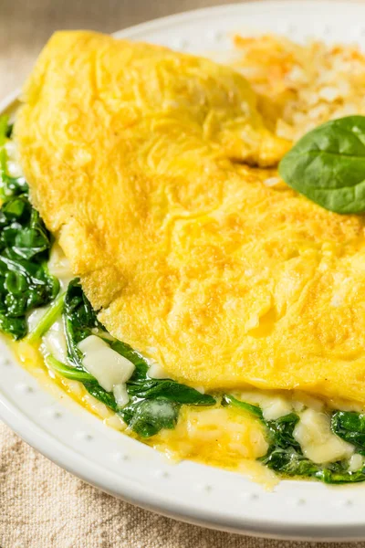 Homemade Spinach Florentine Omelet Cheese Potatoes — Stock Photo, Image