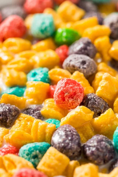 Organic Berry Sugar Kids Breakfast Cereal Whole Milk — Stock Photo, Image