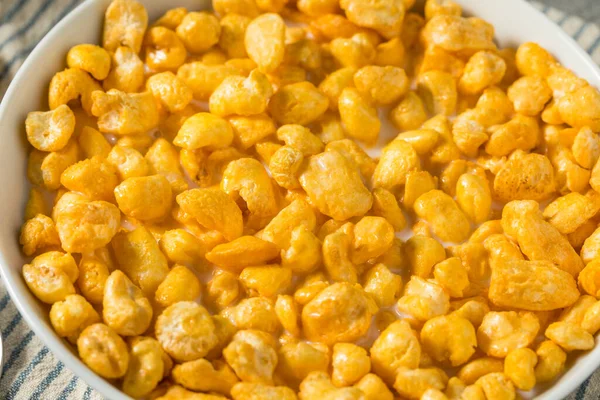 Cereale Porumb Pufoase Zahăr Dulce Pentru Micul Dejun Într Castron — Fotografie, imagine de stoc